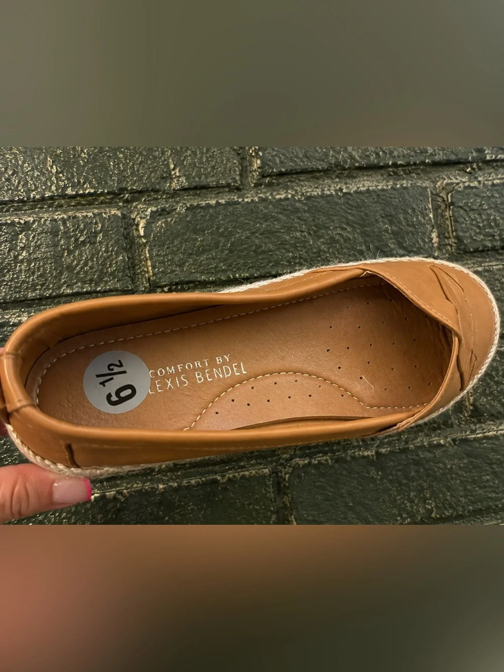Tan Brown Woven Espadrille Slip On Comfort Flats Women’s Size 6.5 Alexis Bendel